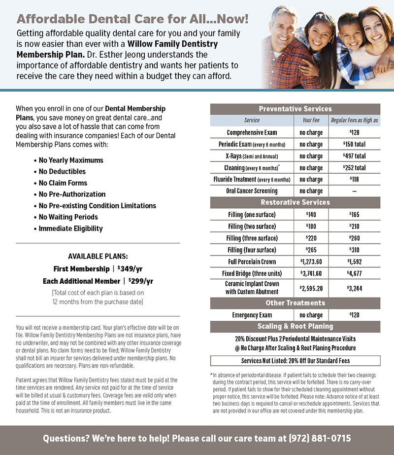 Willow Family Dentistry - Wylie, TX - Dental Membership,affordable